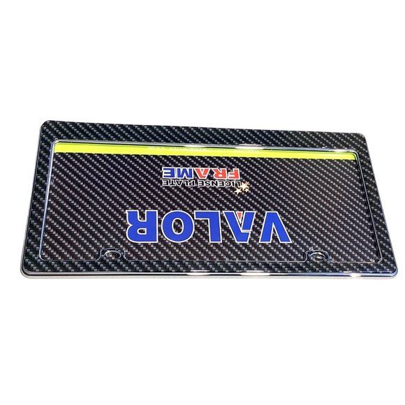 Valor Auto Car License Plate Frame Metal Black Gray Design Standard - Picture 3 of 5